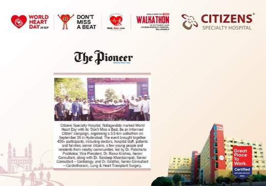 Citizens Specialty Hospital, Nallagandla Marks World Heart Day with 3.5-km Walkathon