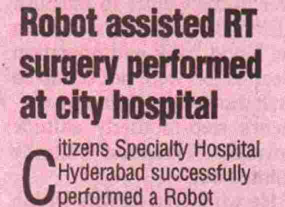  Robot assisted RT surgery performed at city hospital